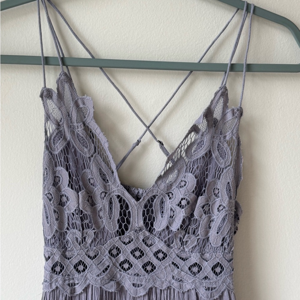 Free People Adella Maxi Dress Size Small  Lace Maxi Dress in Dark Gray Boho Chic - Picture 5 of 15